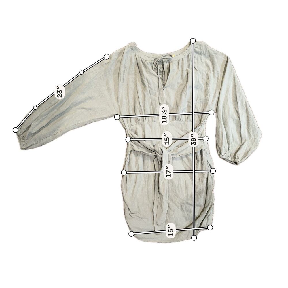 Free People Dress Womens Size Gray Ruched Mini Blouson Long Sleeve Boho sz XL - Picture 4 of 9